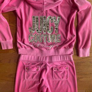 Y2K Bubble Gum Pink Juicy Couture Velvet Tracksuit